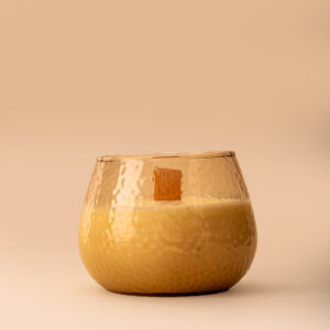 Χειροποίητο κερί 100% σόγιας σε καφέ ανάγλυφο δοχείο