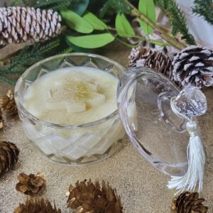 Χειροποίητο κερί 100% σόγιας σε γυάλινη φοντανιέρα  με καπάκι