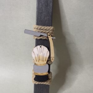 Λαμπάδα με Ξύλινα Στοιχεία Πινέλο & Ξυράφι