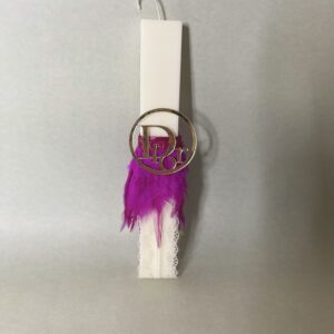 Χειροποίητη Λαμπάδα "Dior Essence" με Plexiglass Dior, Φτερά & Δαντέλα